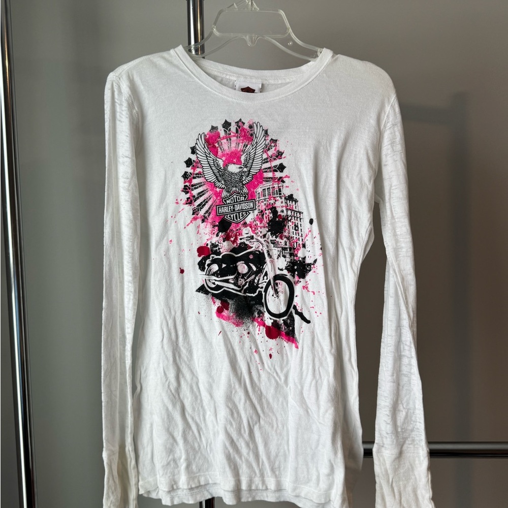 Harley-Davidson White Tee with Black Graphic